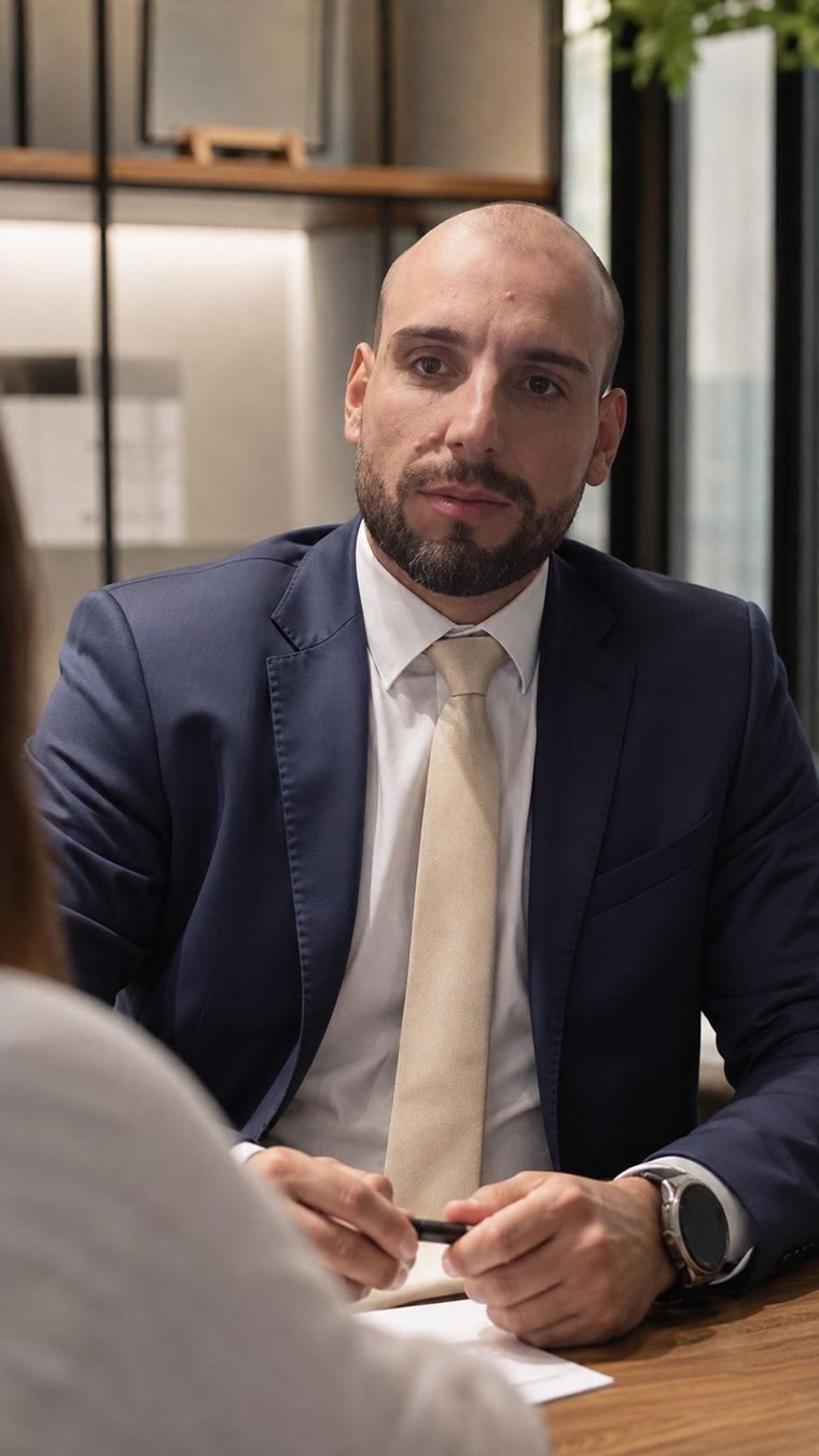 Guilherme Silveira sentado à mesa durante um atendimento